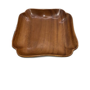 vintage Square Wooden Bowl Monkeypod Waikiki Woods Hawaii made in Philippines